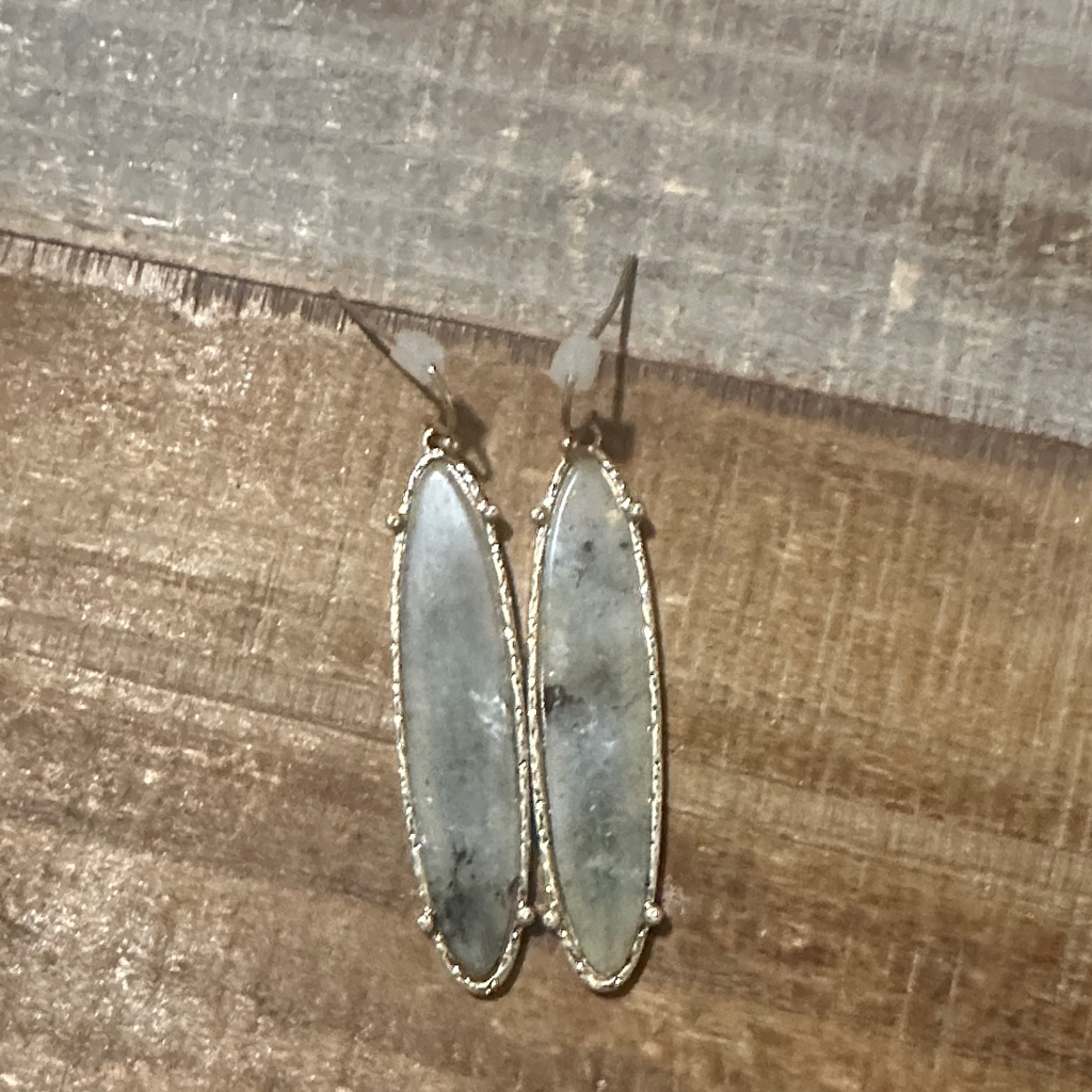 Gold And Gray Oval Dangle Earrings | Nwt